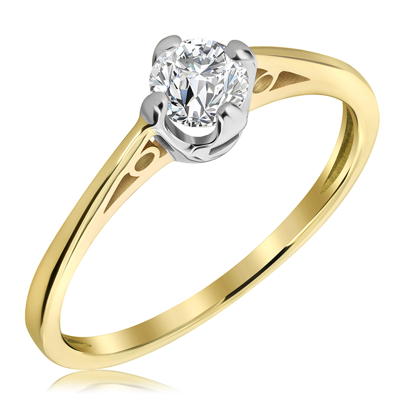 Pierścionek zaręczynowy dwukolorowy z brylantem 0.33 ct - WB-18-45