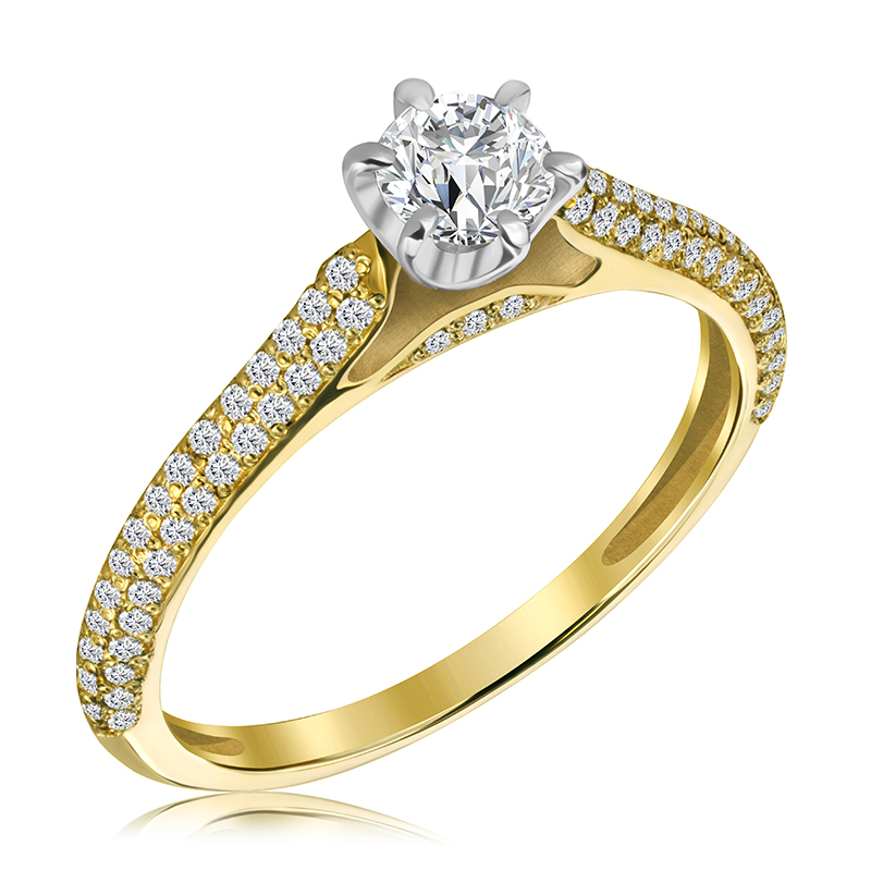 Pierścionek zaręczynowy dwukolorowy z brylantami 0.82 ct - WB-19-45