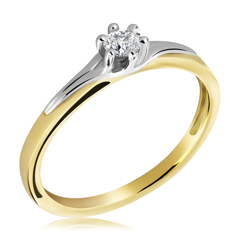 Pierścionek zaręczynowy dwukolorowy z brylantem 0.26 ct - WB-21-40