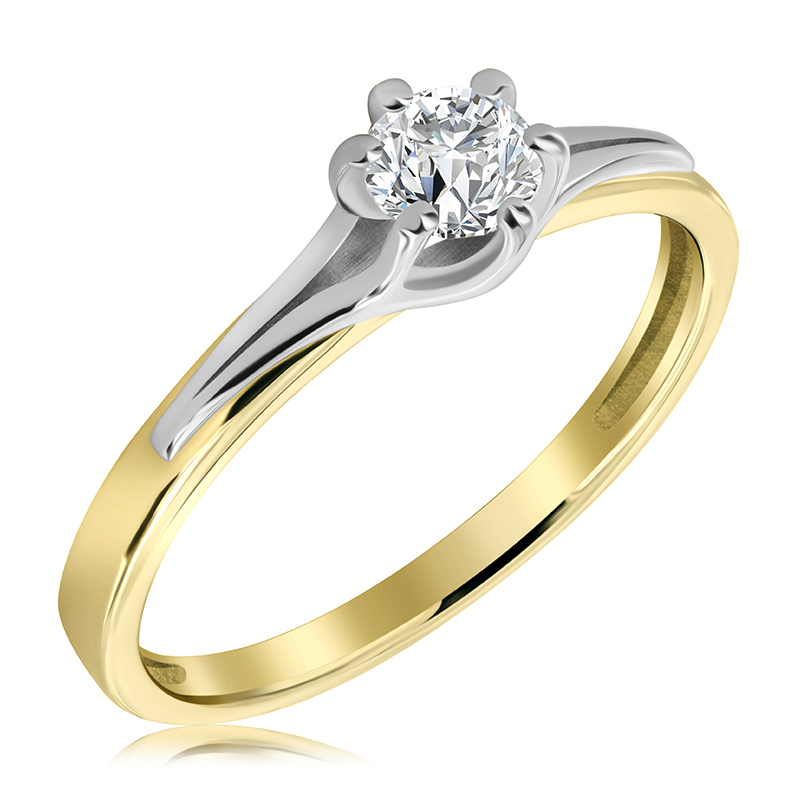 Pierścionek zaręczynowy dwukolorowy z brylantem 0.33 ct - WB-21-45