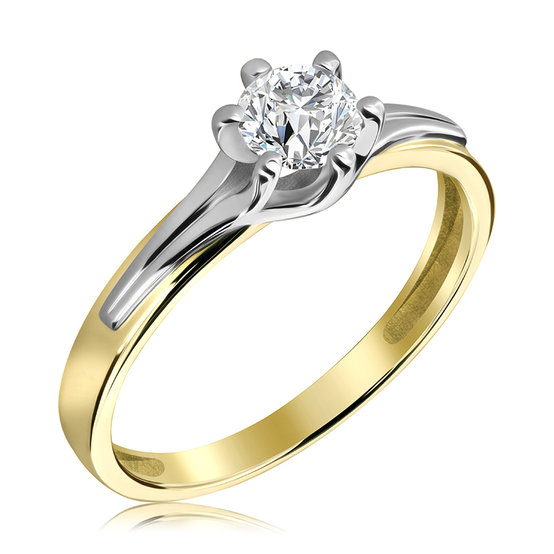 Pierścionek zaręczynowy dwukolorowy z brylantem 0.48 ct - WB-21-50