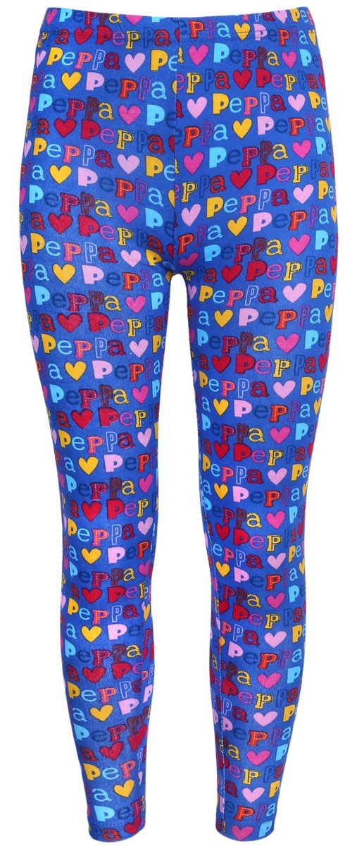 Ciemnoniebieskie legginsy dziewczęce z kolorowymi napisami Świnka Peppa 6 lat 116 cm