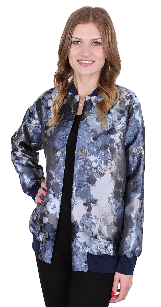 Granatowa, elegancka narzutka w kwiaty John Zack XL