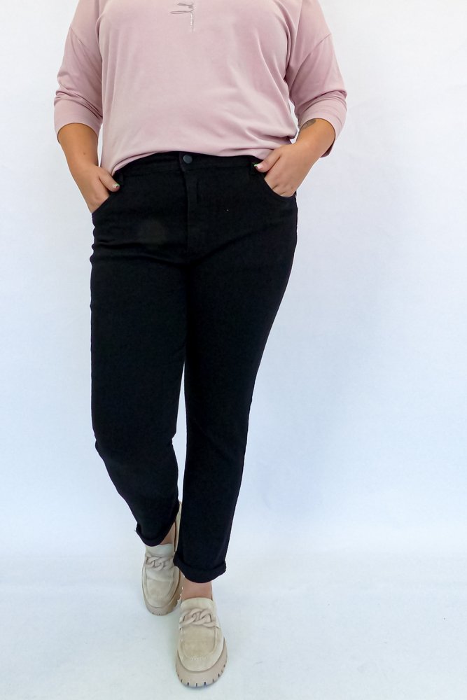 Czarne Klasyczne Spodnie Damskie Jeans 46