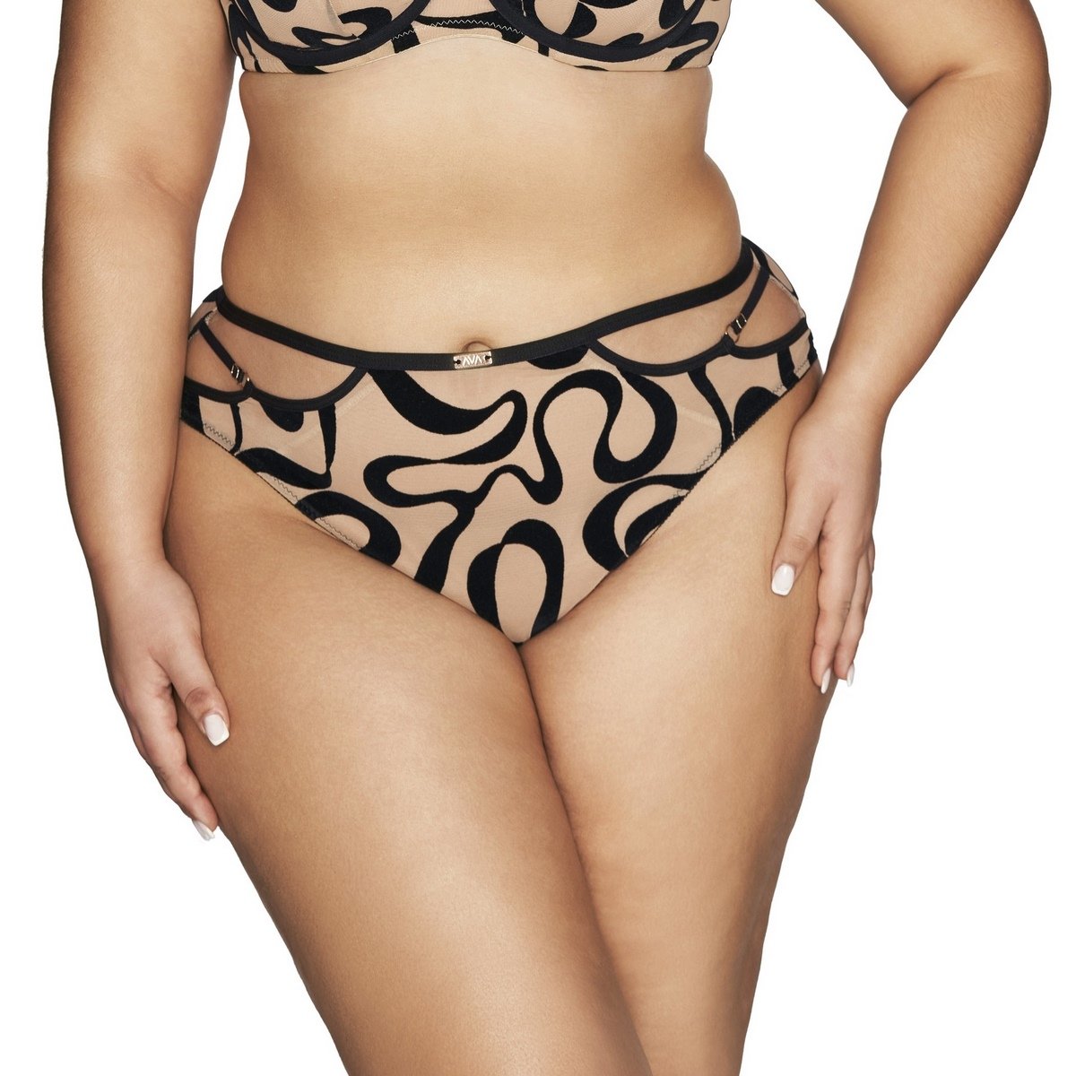 Figi damskie z tiulem AV 2125 beżowe czarne  S