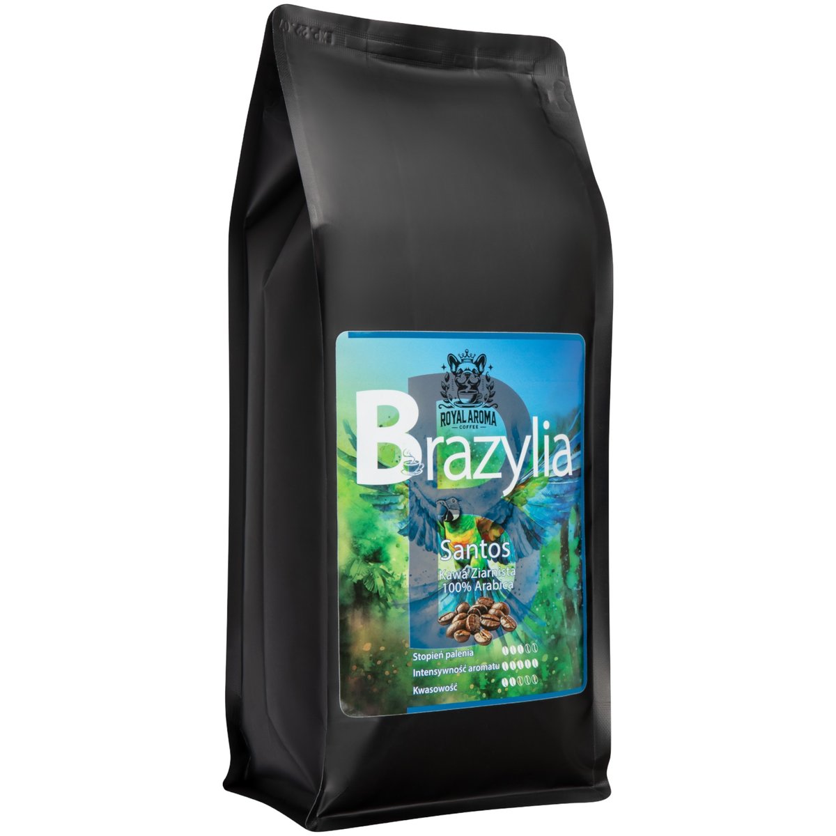 Kawa Ziarnista 1kg Brazylia Santos 100% Arabica Świeżo Palona / Royal Aroma Coffee