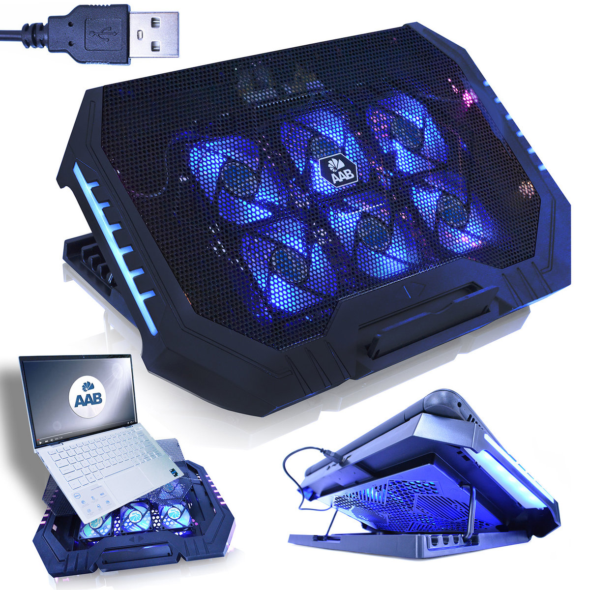 AABCOOLING SCUTUM PODSTAWKA CHŁODZĄCA DO LAPTOPA 6 WENTYLATORÓW RGB USB PODKŁADKA CHŁODZĄCA