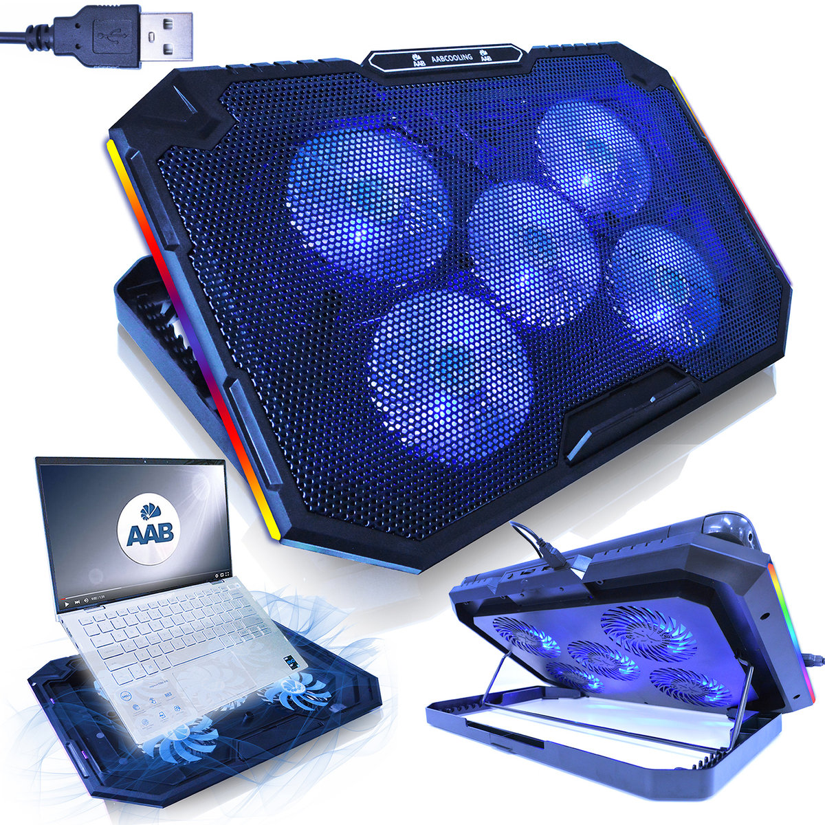AABCOOLING ELEKTRA CICHA PODSTAWKA CHŁODZĄCA PODKŁADKA CHŁODZĄCA POD LAPTOPA 12-17