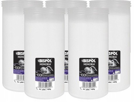 ZESTAW Wkłady do zniczy parafinowe BISPOL P600 100H 5szt. + Zapałki DABSTER_PL 38szt.