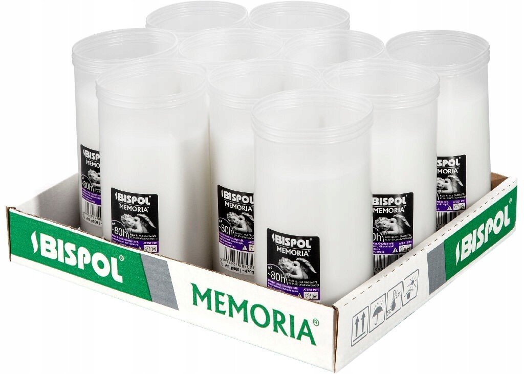 ZESTAW Wkłady do zniczy parafinowe BISPOL P500 80H 10szt. + Zapałki DABSTER_PL 38szt.