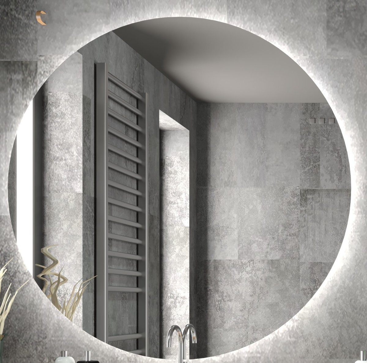 Lustro okrągłe podświetlane LED średnica 700 mm IP33.com /GLASS BUSTER