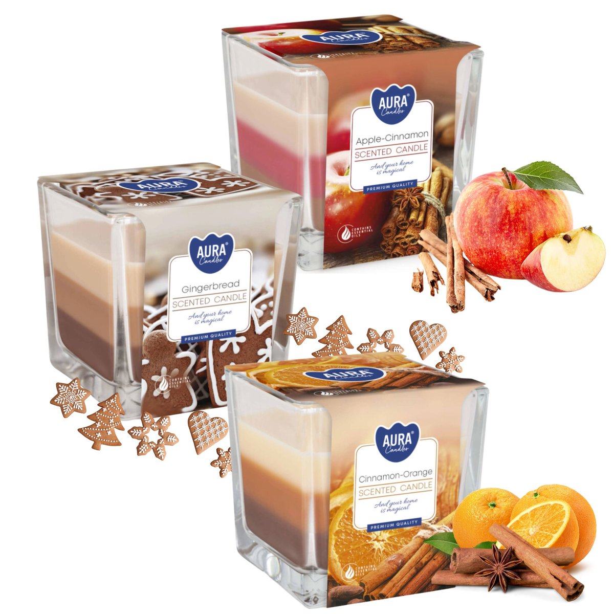 ŚWIECE ZAPACHOWE ŚWIECZKI 3X ŚWIECA ZAPACHOWA NA PREZENT ZESTAW ŚWIĄTECZNY