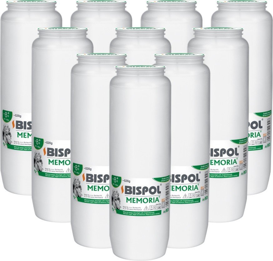 ZESTAW Wkłady do zniczy olejowe BISPOL WO8 192H 10szt + Zapałki DABSTER_PL 38szt.