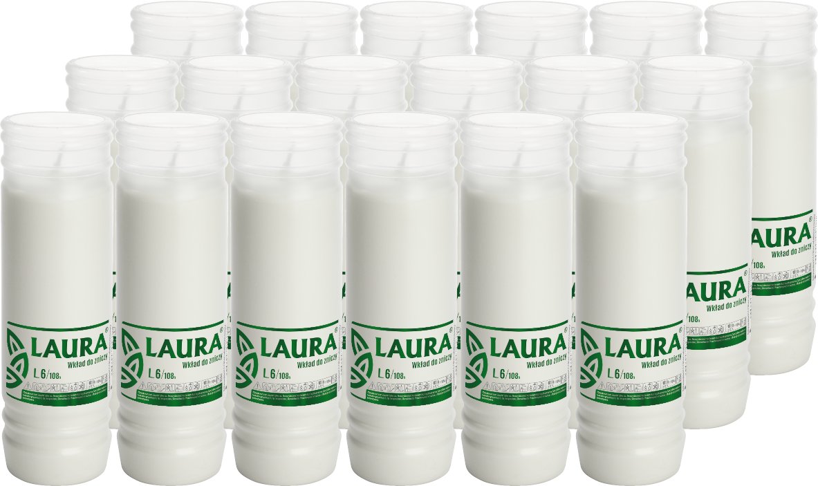 ZESTAW Wkłady do zniczy parafinowe BISPOL Laura L6 108H 18szt. + Zapałki DABSTER_PL 38szt.