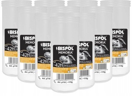 ZESTAW Wkłady do zniczy parafinowe BISPOL P110 42H 10szt. + Zapałki DABSTER_PL 38szt.