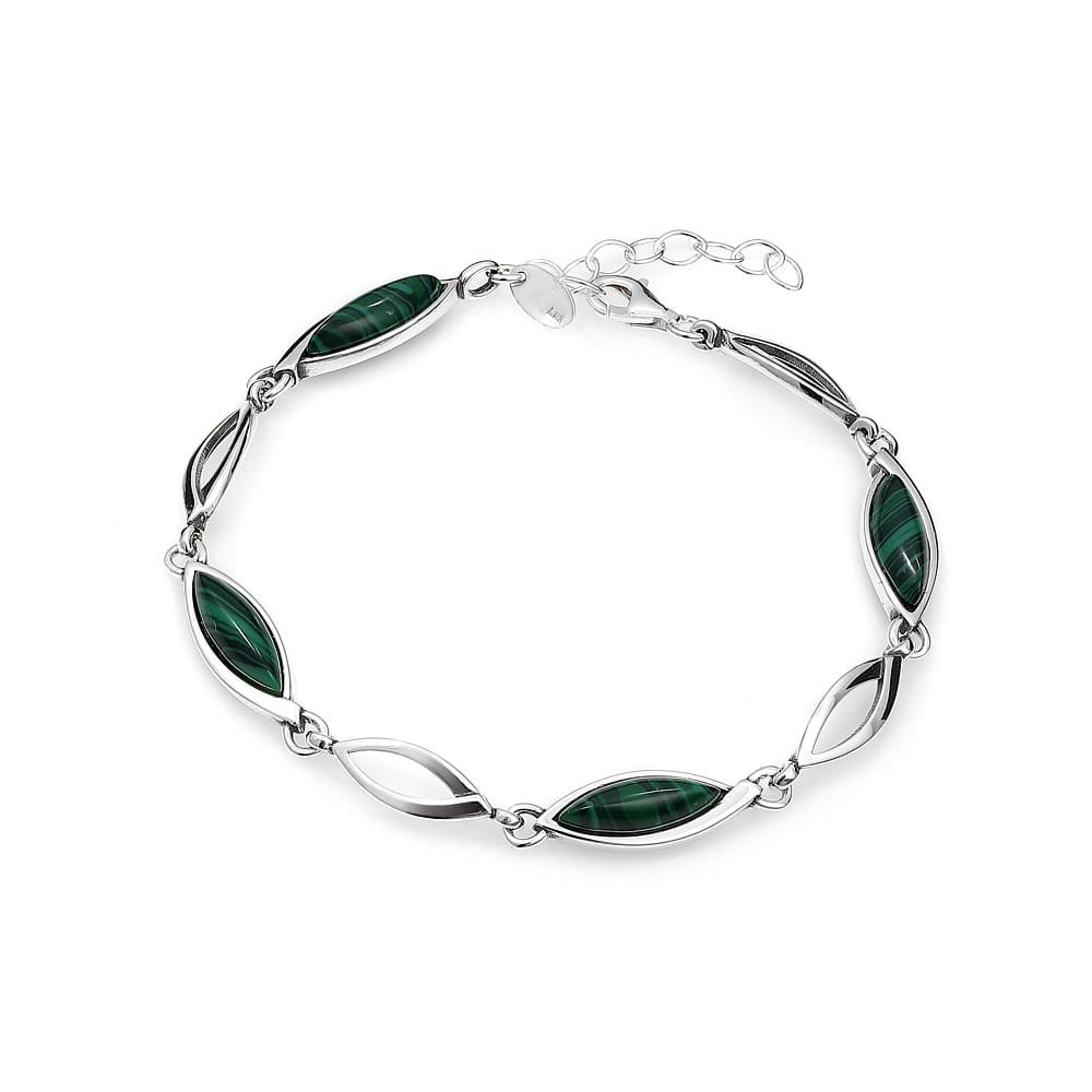 Srebrna bransoletka z unikatowymi zielonymi kamieniami pr925