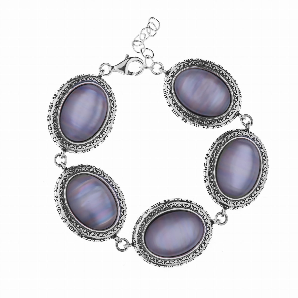 Srebrna bransoletka z pięknym wzorem oraz kamieniami jubilerskimi pr925