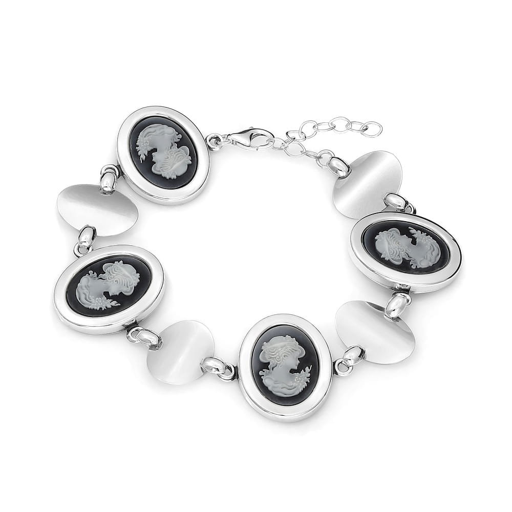 Srebrna bransoletka z wizerunkiem kobiety Kamea pr925