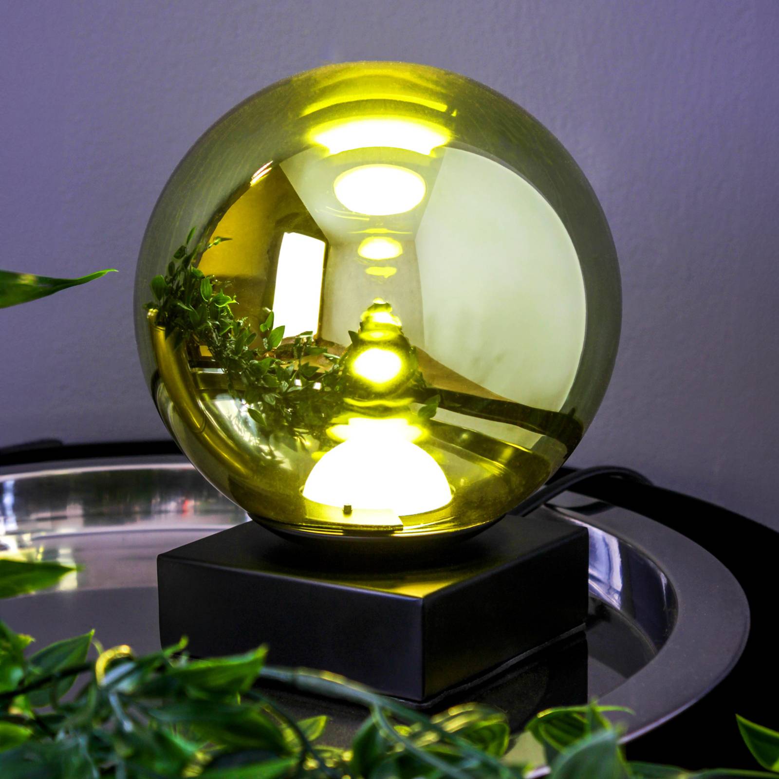 Eco-Light Lampa stołowa LED Altaïr, zielona, wysokość 18 cm, szkło, 3000 K