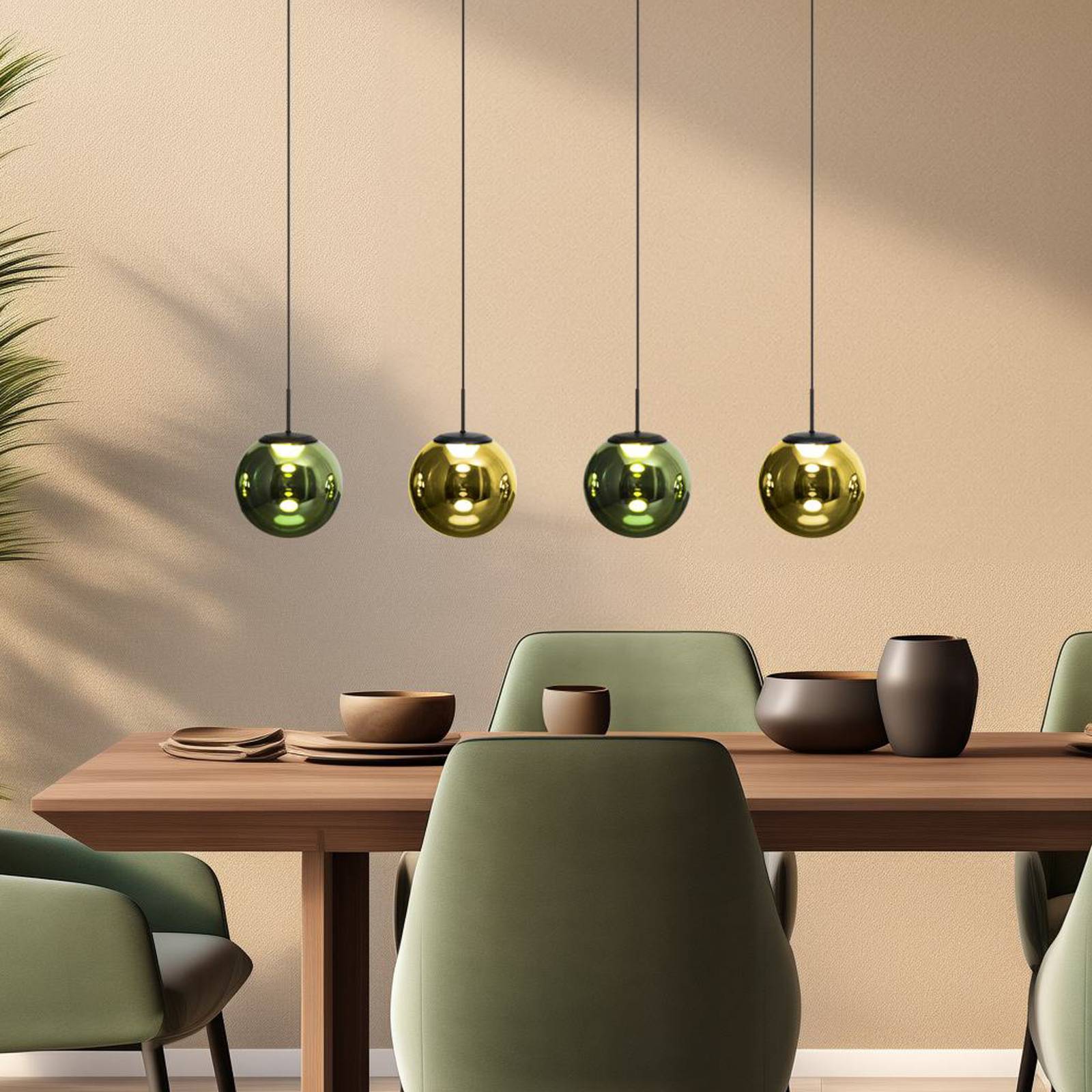 Eco-Light Lampa wisząca LED Altaïr złota/zielona 4-punktowa szkło 3000 K