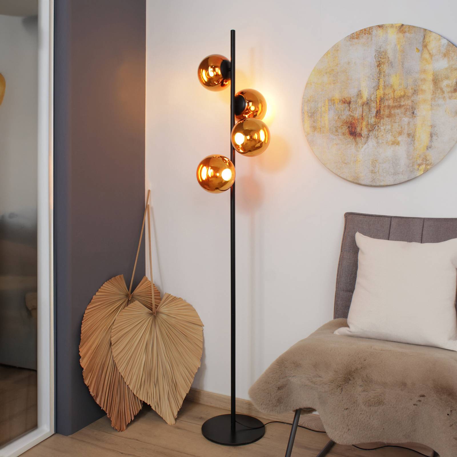 Eco-Light Lampa stojąca LED Altaïr kolor bursztynowy wysokość 160 cm 4-punktowa