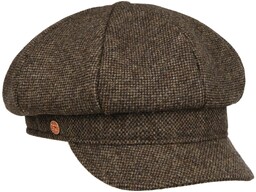 Czapka Newsboy Coco Tweed by Mayser, ciemnobrązowy , L (59-60 cm)