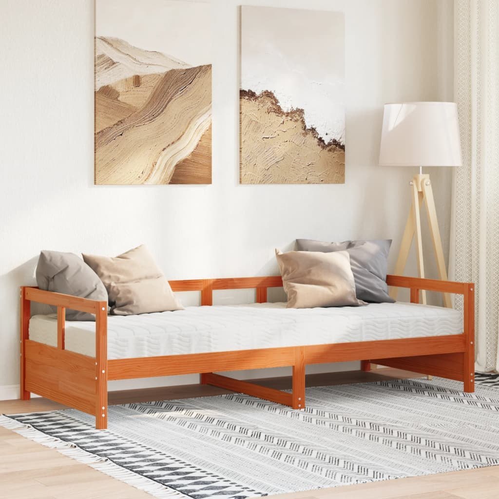 Łóżko dzienne z materacem, woskowy brąz, 80x200 cm, sosnowe Lumarko!