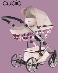 Cubic - kol. Pink Silver - 3w1 - Wózek dziecięcy - Kajtex