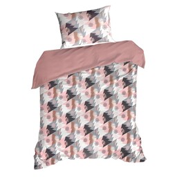 Eurofirany Pościel świąteczna 140x200 Aura czarna różowa szara choinki Św 23