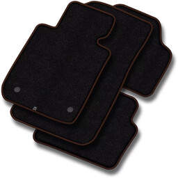 Dywaniki welurowe MOTOS Premium do Volkswagen Touran I 2003-2015 - przed drugim liftingiem, 5 osobowy, stopery owalne - Perforowana brązowa lamówka m