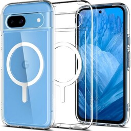 Spigen Etui Ultra Hybrid OneTap Metal Ring do Pixel 8a, przezroczysto-białe