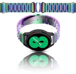 Bizon Pasek ze stali nierdzewnej Strap Watch Aura do Samsung Galaxy Watch FE/7/6/6 Classic/5/5 Pro/4/4 Classic, tęczowy