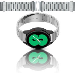 Bizon Pasek ze stali nierdzewnej Strap Watch Aura do Samsung Galaxy Watch FE/7/6/6 Classic/5/5 Pro/4/4 Classic, srebrny