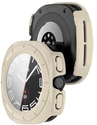 Bizon Etui ze szkłem do zegarka Case+Glass Watch do Galaxy Watch Ultra 47 mm, beżowe