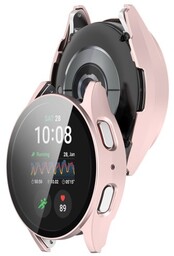 Bizon Etui ze szkłem do zegarka Case+Glass Watch do Galaxy Watch 7 44 mm, satynowo różowe