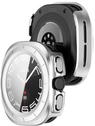 Bizon Etui ze szkłem do zegarka Case+Glass Watch do Galaxy Watch Ultra 47 mm, satynowo srebrne