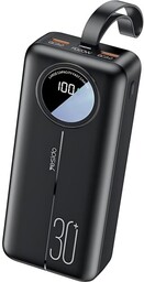 Yesido Powerbank YP42 30 000mAh z wyświetlaczem, USB-C PD 20W, 2x USB-A QC 3.0 22,5W, MicroUSB + kabel USB-A / USB-C, czarny