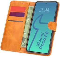 Bizon Etui z klapką Case Pocket do Xiaomi Poco F6, brązowe
