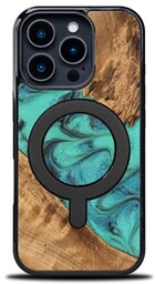 Bewood Drewniane etui do iPhone 16 Pro, Unique Turquoise do MagSafe