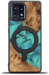 Bewood Drewniane etui do Motorola Edge 40 Pro, Unique Turquoise do MagSafe