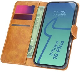 Bizon Etui z klapką Case Pocket do iPhone 16 Plus, brązowe