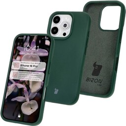 Bizon Silikonowe etui Soft Case do iPhone 16 Pro, ciemnozielone