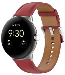 Bizon Skórzany pasek Strap Watch Casual 41 mm do Pixel Watch 3/Watch 2/Watch 1, burgundowy