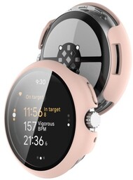 Bizon Etui ze szkłem do zegarka Case+Glass Watch do Google Pixel Watch 3 45mm, różowe