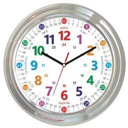 Zegar edukacyjny do nauki czasu chrom/ 25,5cm