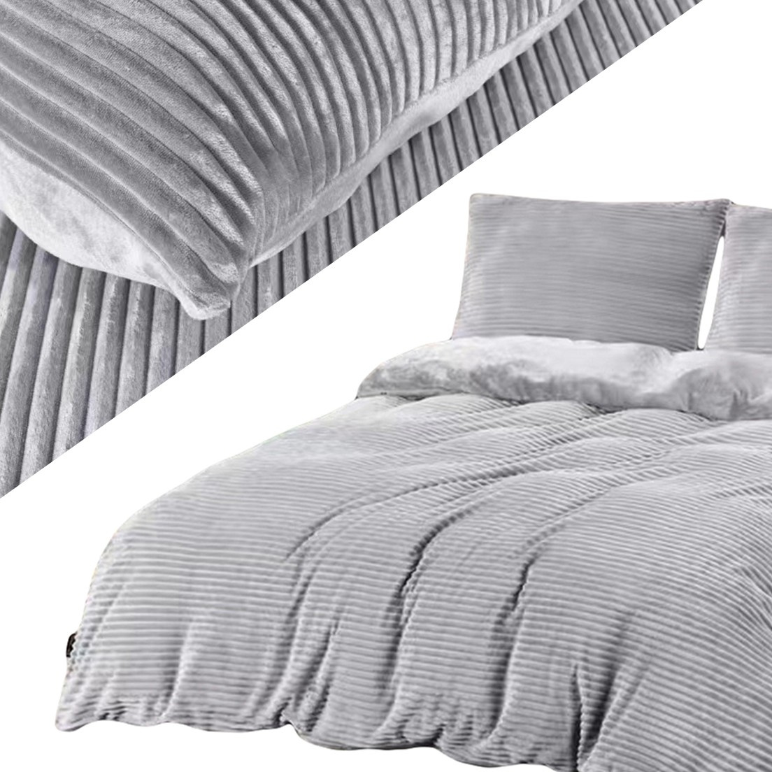 Pościel 160 x 200 3cz Mikrofibra Pluszowa Miś Pasy Ayse 2254