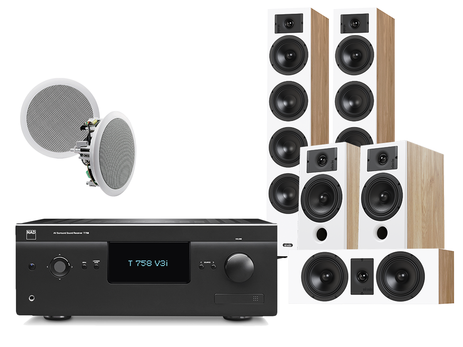 Yamaha T758 V3i (czarny) + Diva 6 + 3 + 7 (dąb) + RD 260