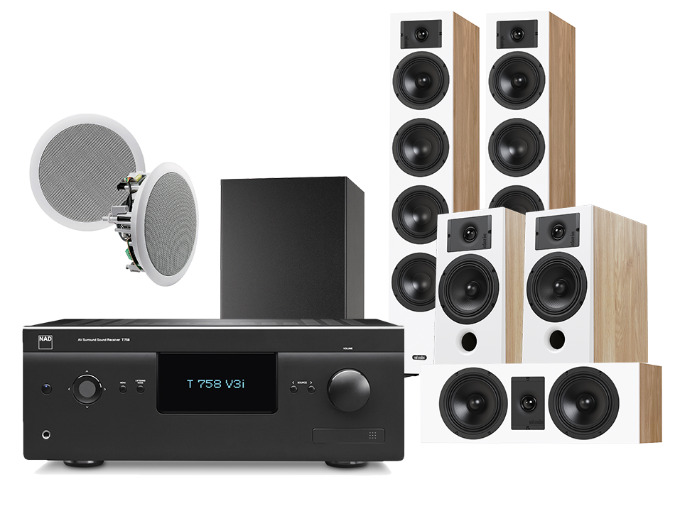 Yamaha T758 V3i (czarny) + Diva 6 + 3 + 7 (dąb) + RD 260 + Basso 880