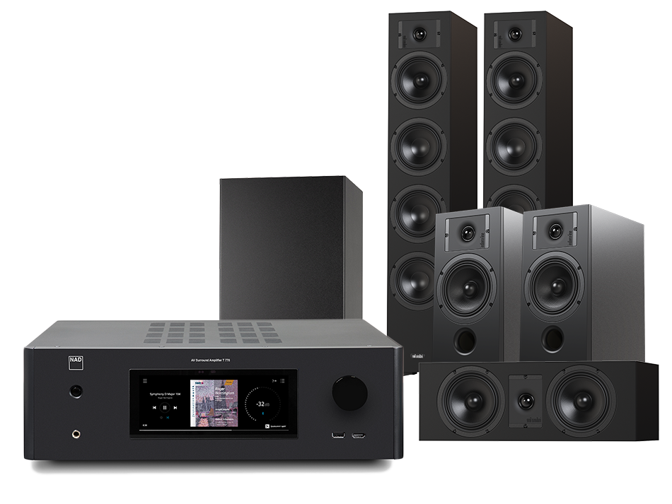 NAD T 778 (czarny) + Diva 6 + 3 + 7 (czarny) + BASSO 880 (czarny)
