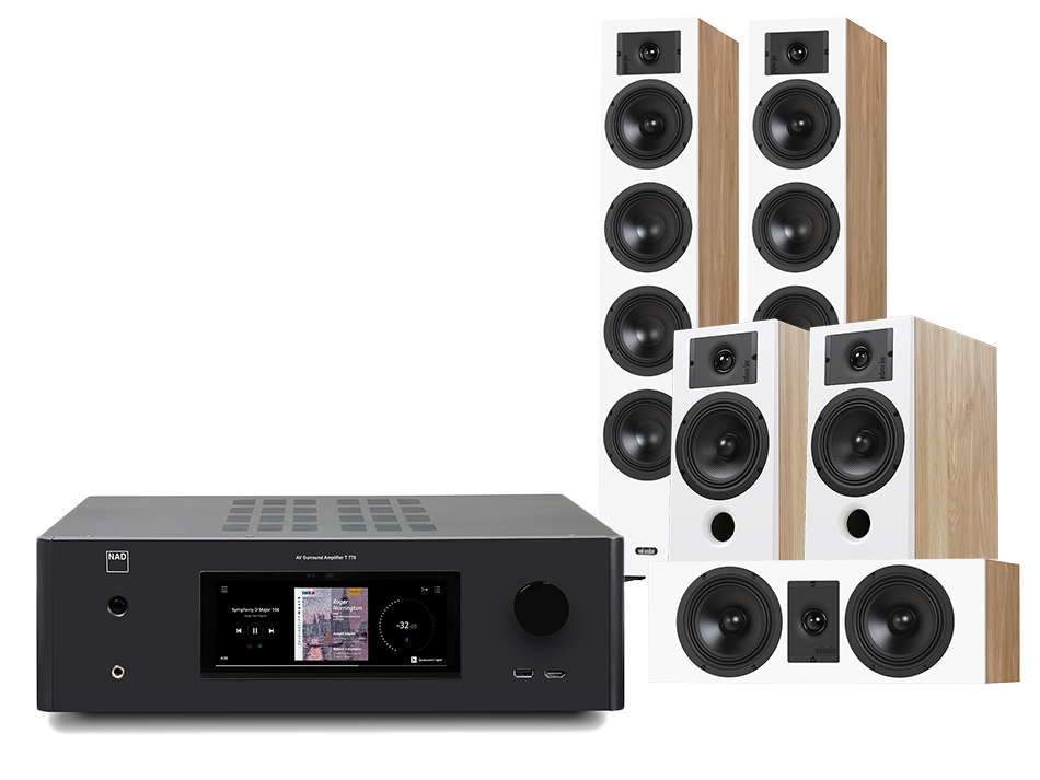 NAD T 778 (czarny) + Diva 6 + 3 + 7 (dąb)